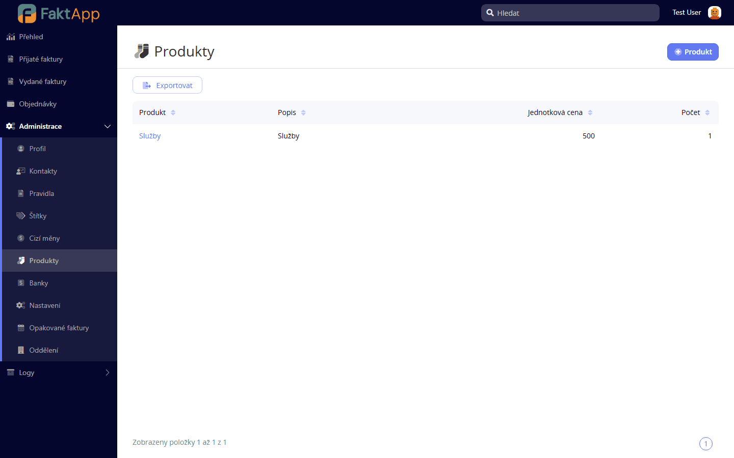 Products (price list)