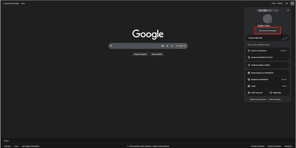 Otevřete nastavení Google účtu